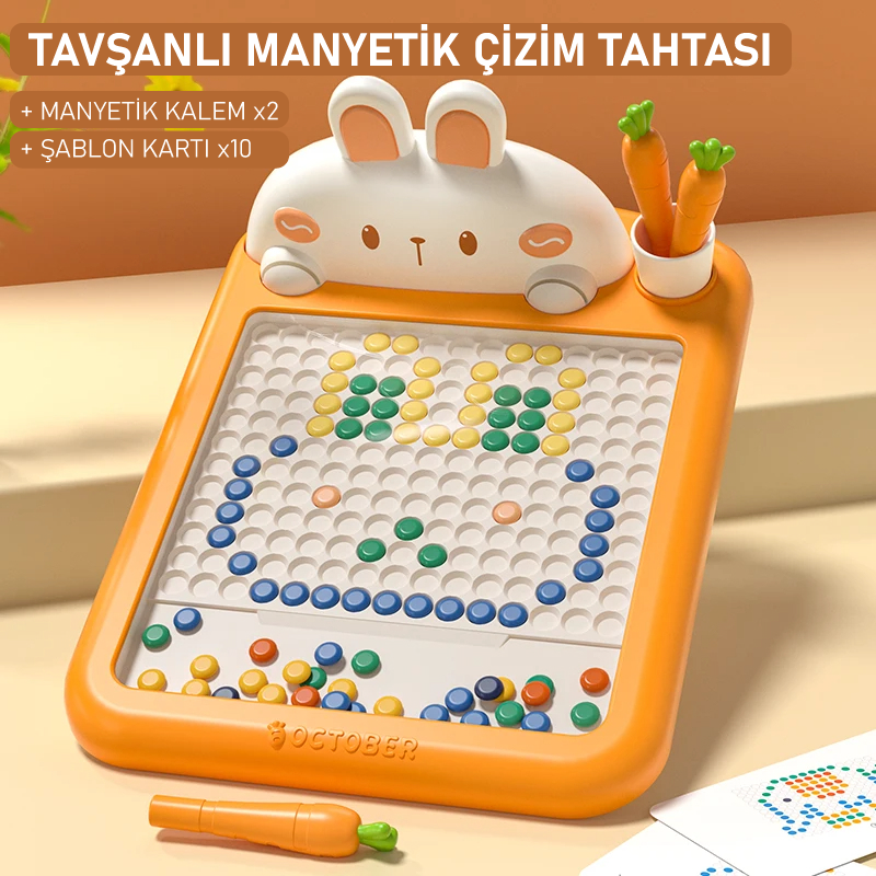 Montessori Eğitici ve Eğlenceli Zihinsel Gelişim Tavşanlı Manyetik Çizim Tahtası